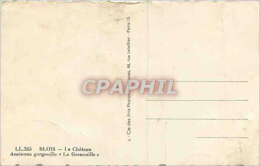 CPA Blois Le Chateau Ancienne gargouille La Grenouille  — Verso