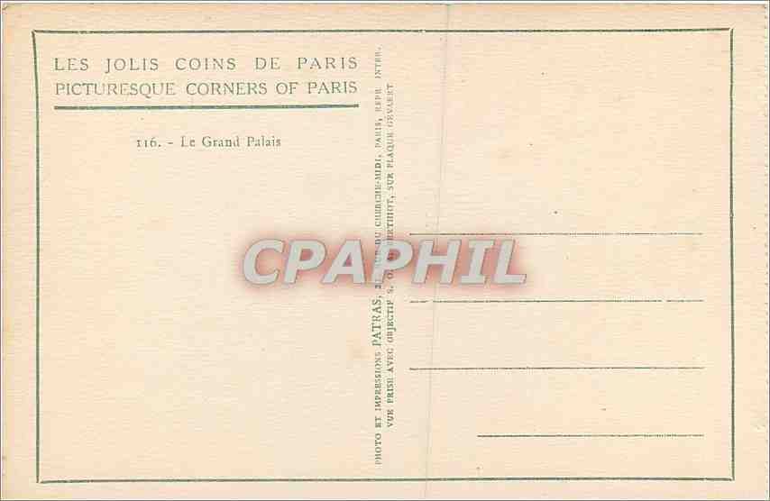 CPA Paris Le Grand Palais  — Rückseite