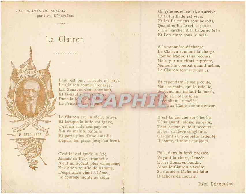 CPA Le Clairon Les Chants du Soldat Militaria — Rückseite