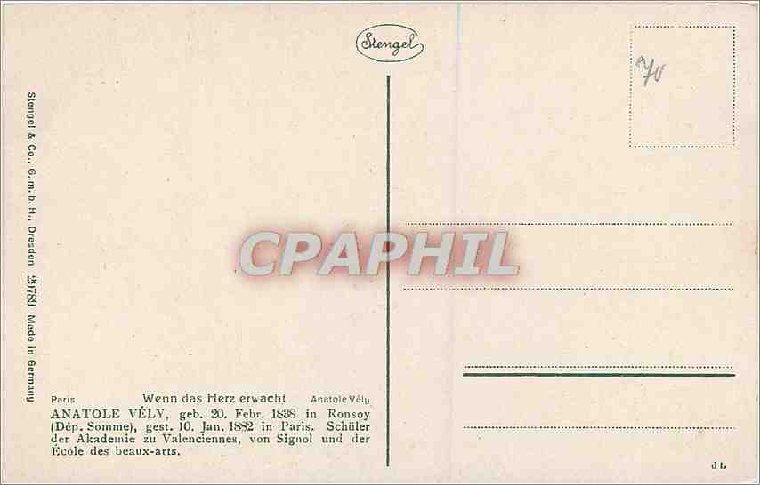 CPA Wenn das Herz erwacht Anatole Vely  — Verso