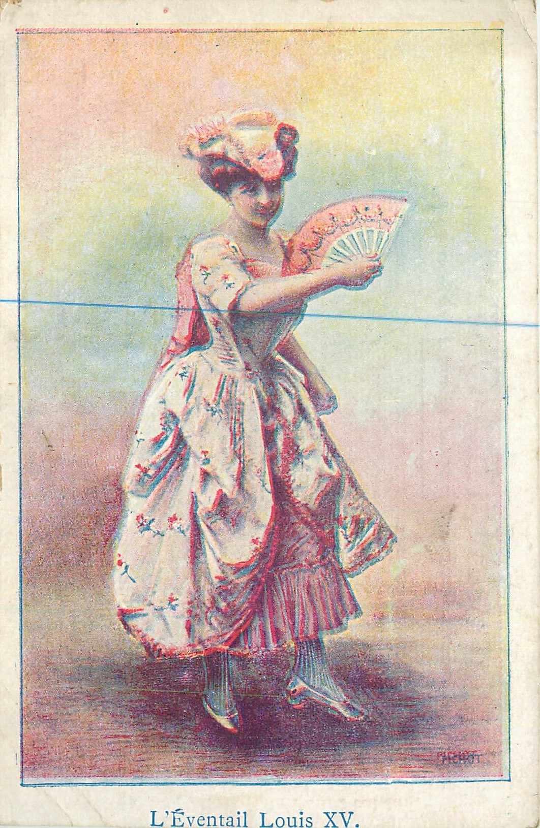 CPA L'Eventail Louis XV 
