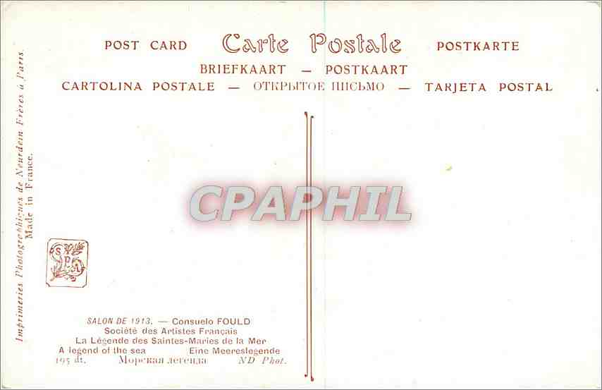 CPA Salon de 1913 Consuelo Fould  — Verso