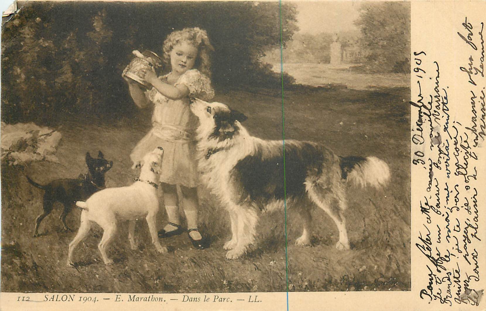 CPA Salon 1904 E Marathon Dans le Parc Chiens