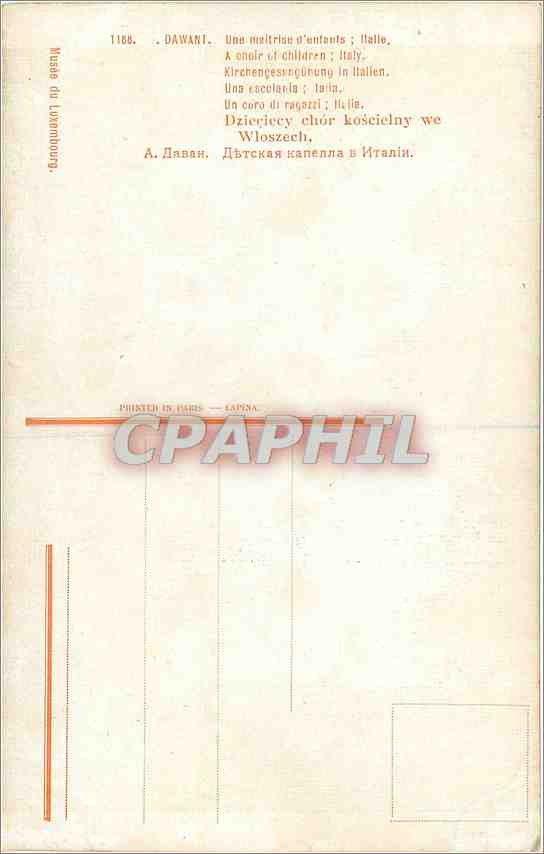 CPA Dawant Une maitrise d'enfants Italie — Verso