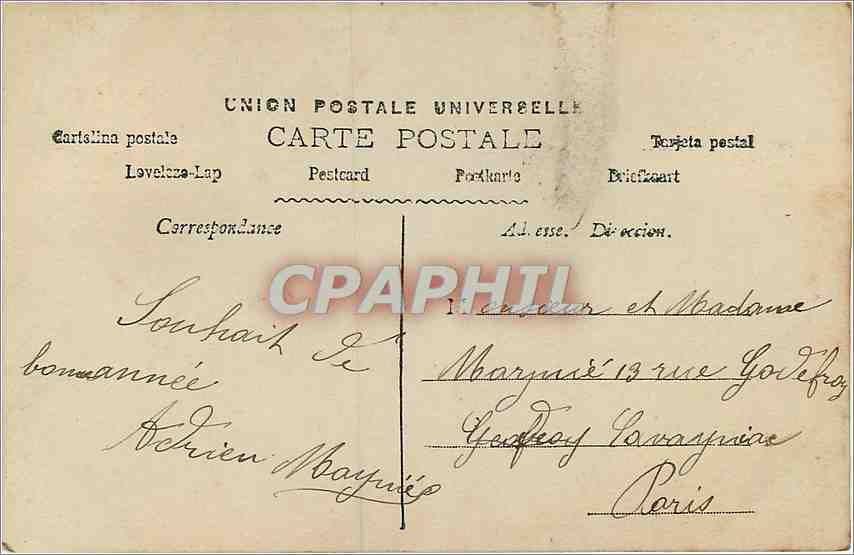 CPA Souhaits sinceres de Bonne Annee  — Verso