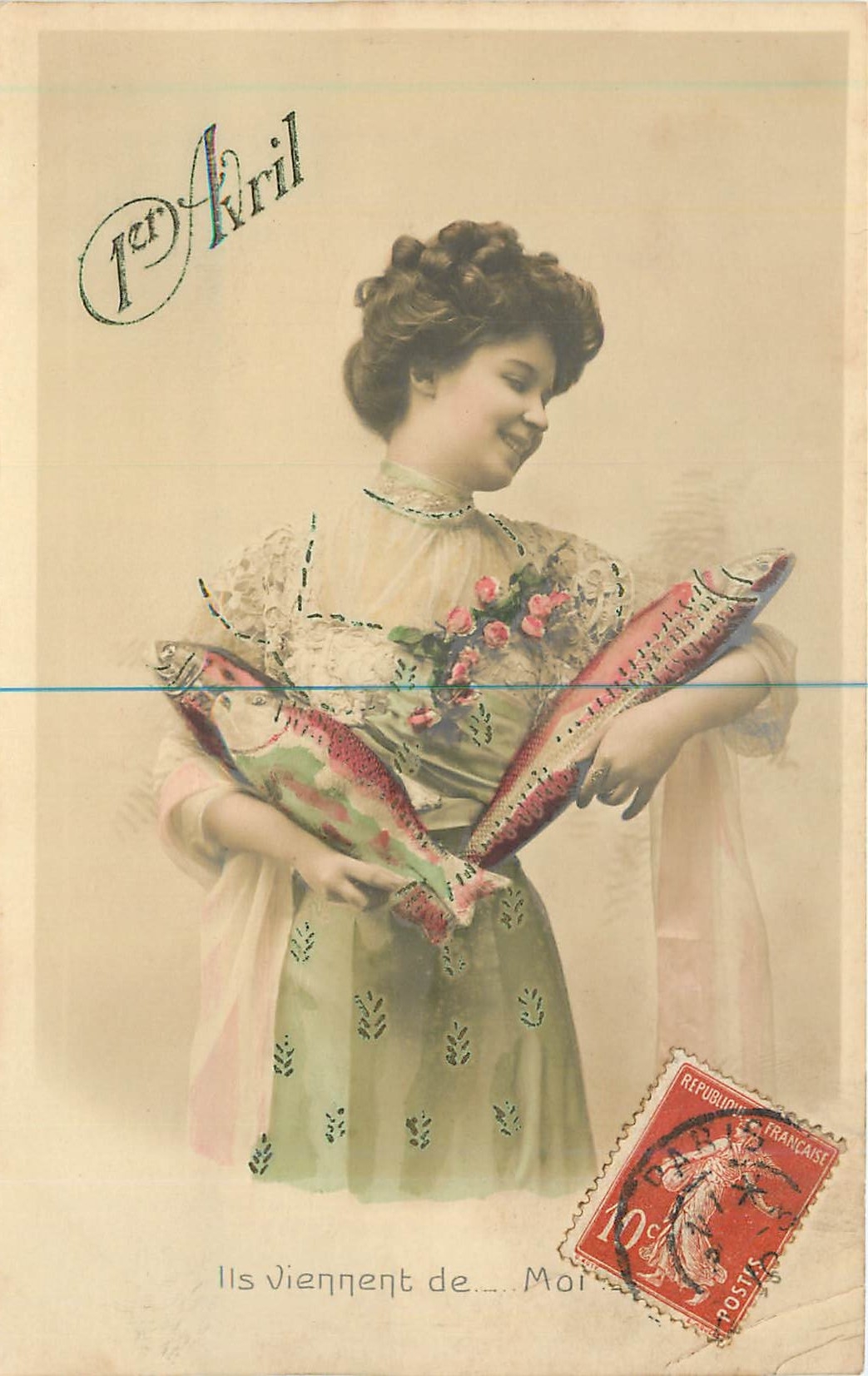 CPA 1er Avril Femme