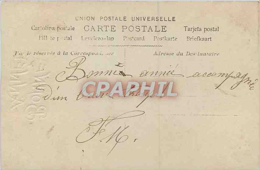 CPA Bonne Annee Homme — Rückseite