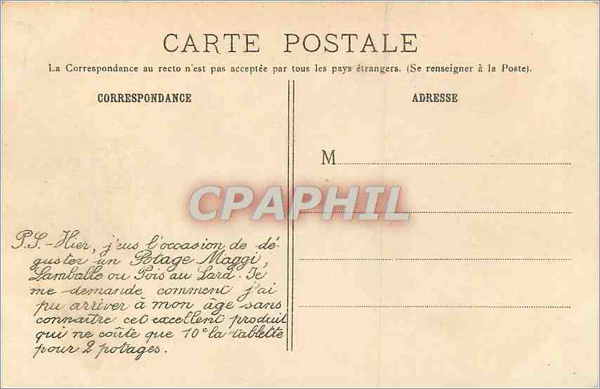 CPA Paris La Chambre des Deputes Publicite Maggi — Rückseite