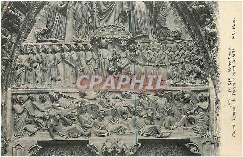CPA Paris Notre Dame Facade Tympan du Portail central 
