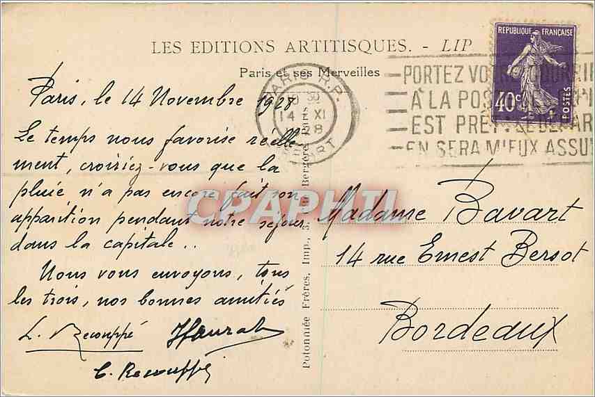 CPA Paris le Grand Palais  — Rückseite