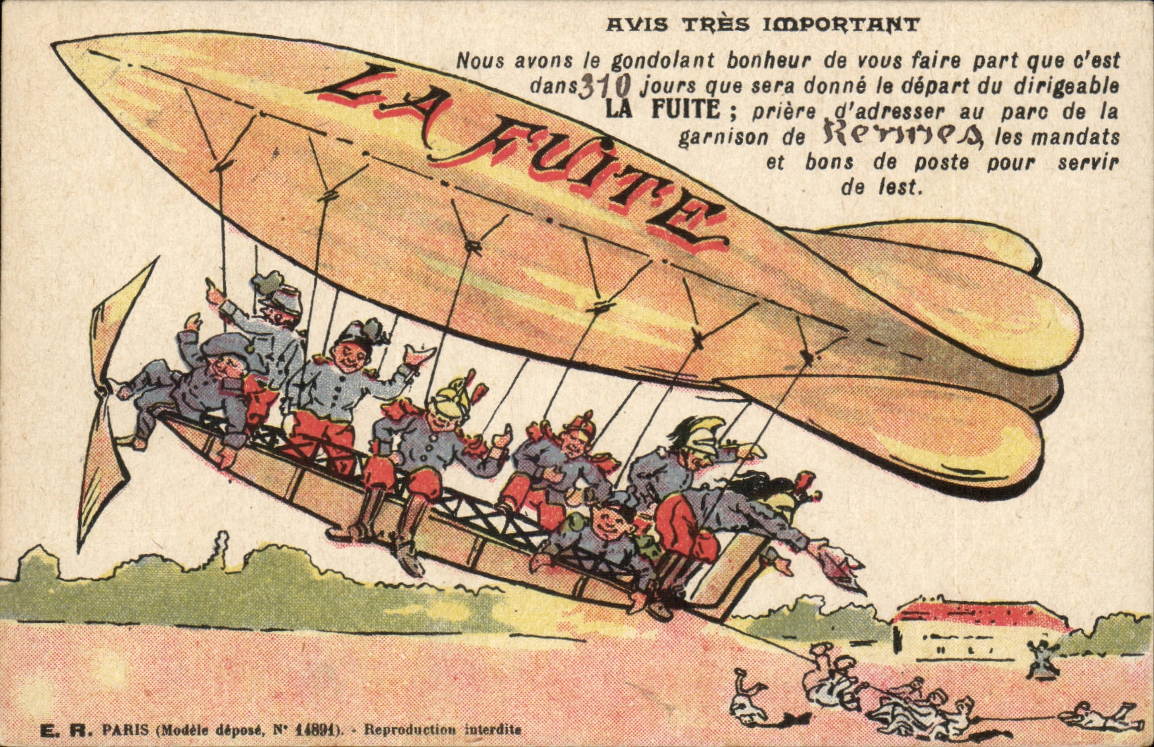 CPA Humour illustrateur Avis tres important Ballon Pompiers