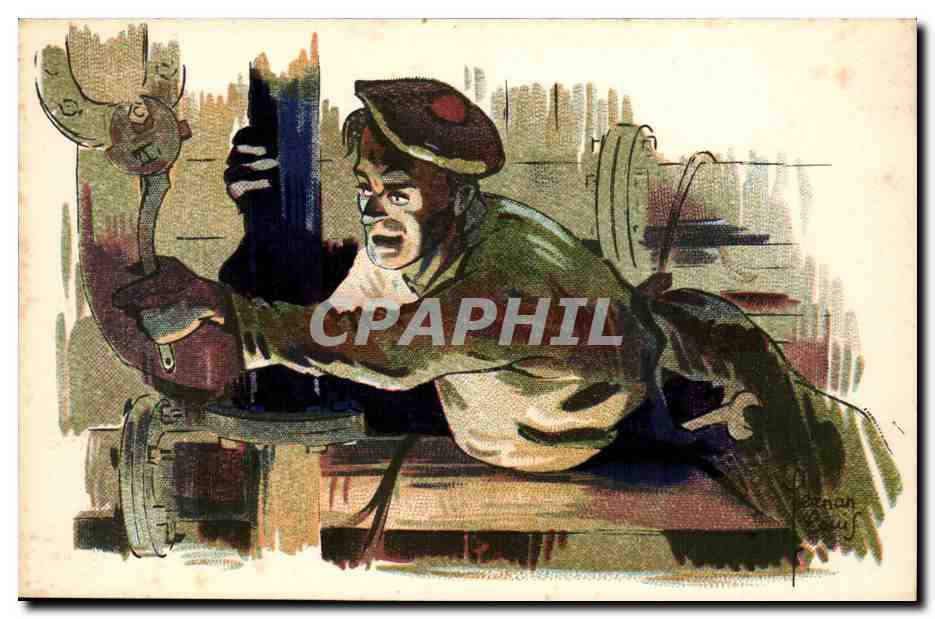 CPA Humour illustrateur dans les fonds Marins Marine FErna louis