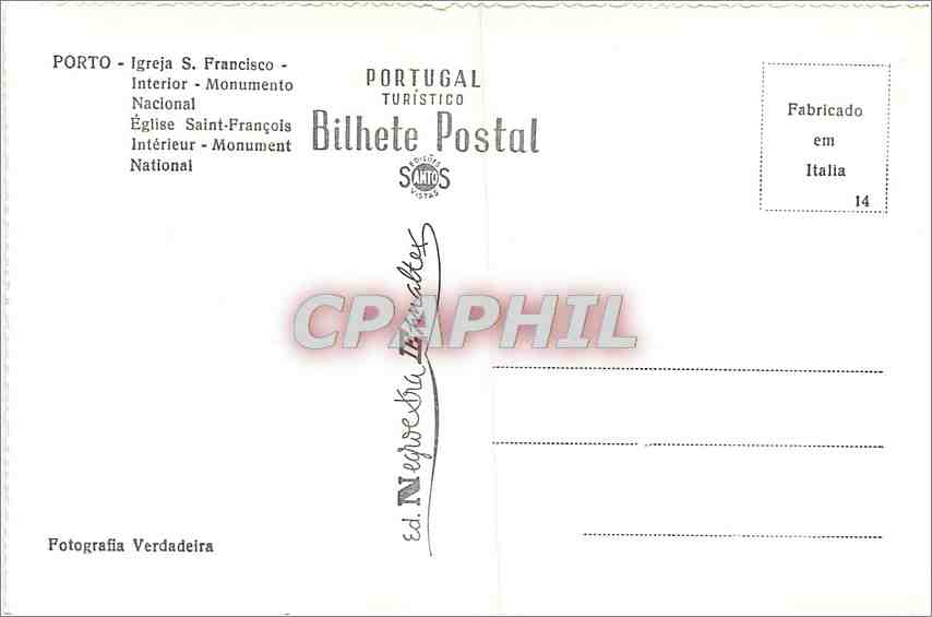 CPA Porto Igreja S Francisco Eglise Saint Francois Interieur Monument National  — Back