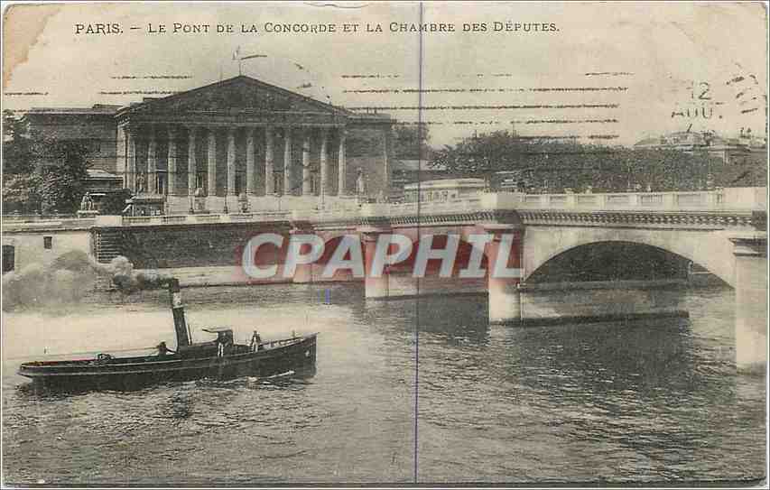 CPA Paris Le Pont de la Concorde et la Chambre des Deputes Bateau