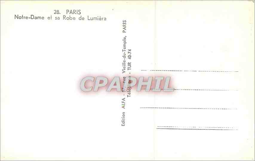 CPA Paris Notre Dame et sa Robe de Lumiera  — Rückseite