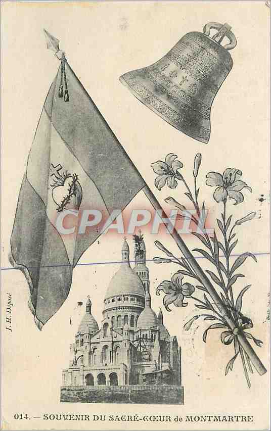 CPA Souvenir du Sacre Coeur de Montmartre Cloche Drapeau