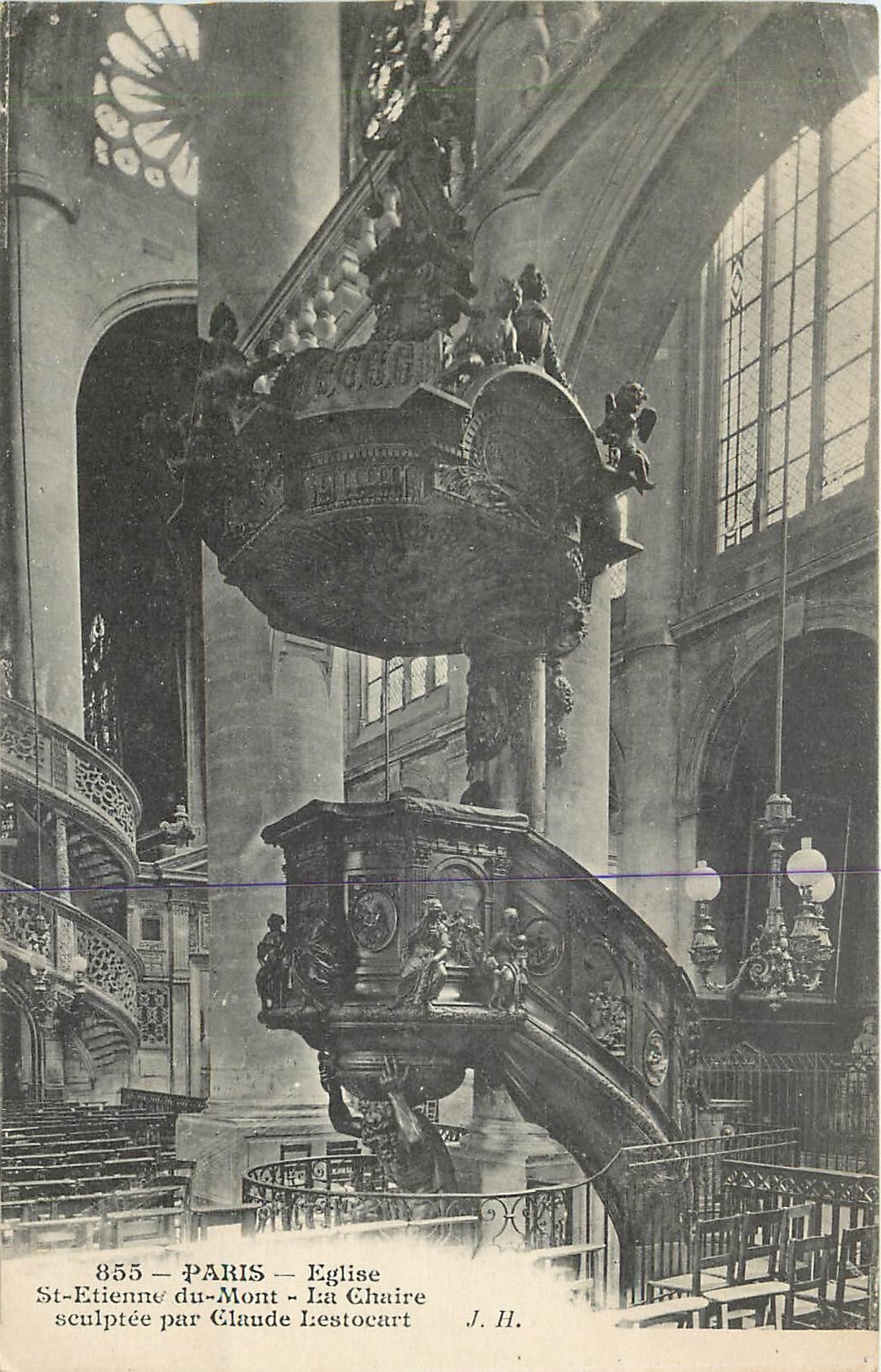 CPA Paris Eglise St Etienne du Mont La Chaire sculptee Claude Lestocart 
