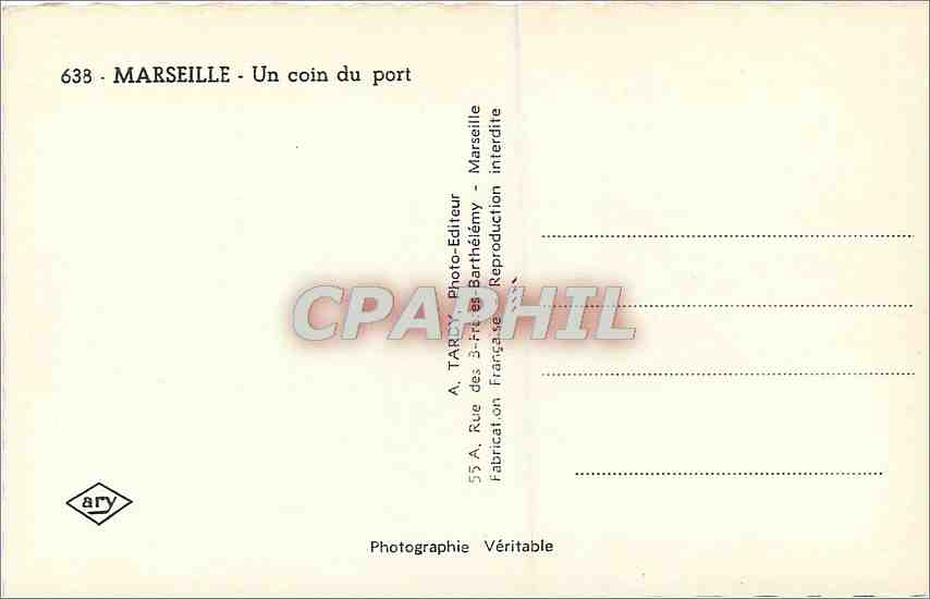 CPM Marseille Un coin du Port Bateaux — Rückseite