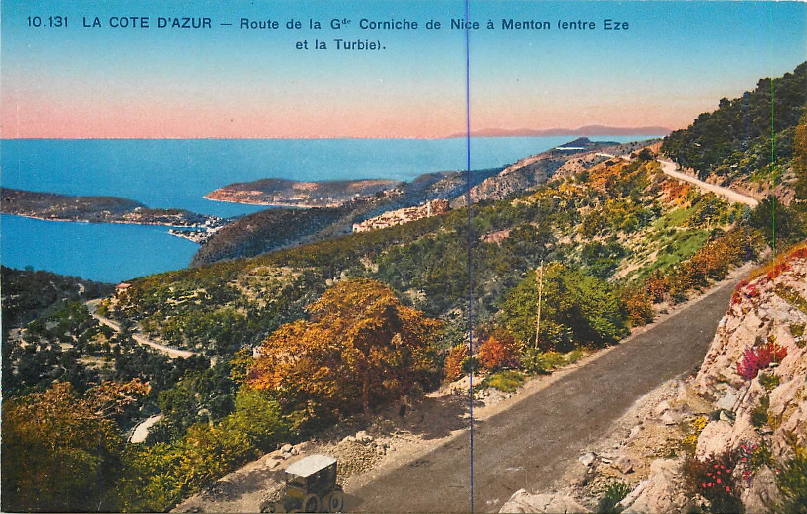 CPA La Cote d'Azur Route de la G d'O Corniche de Nice a Menton entre Eze et la Turbie 