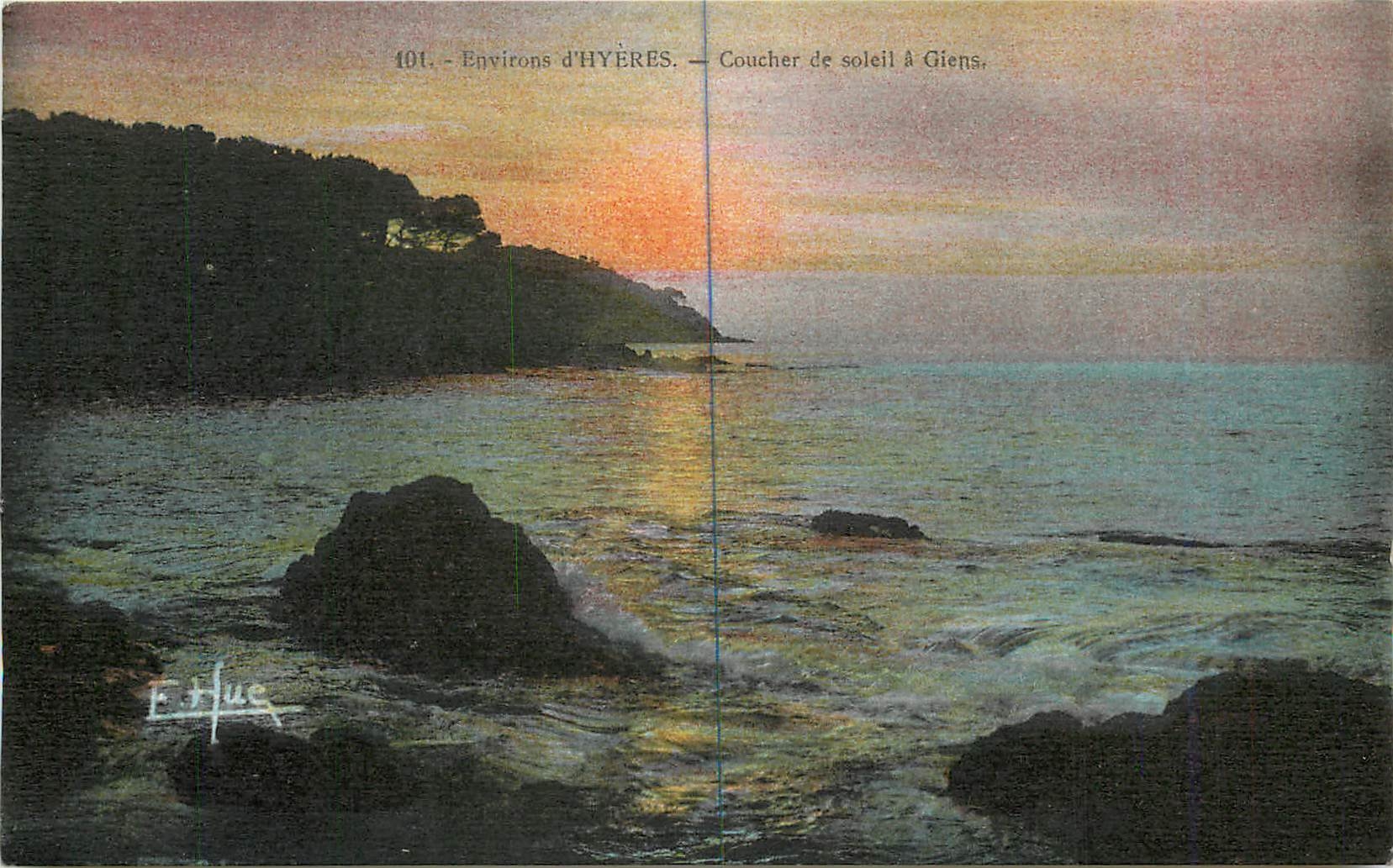 CPA Environs d'Hyeres Coucher de Soleil a Giens 