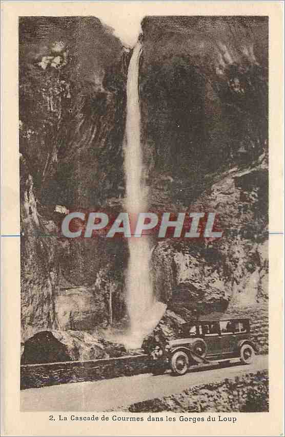 CPA La Cascade de Courmes dans les Gorges du Loup Automobile
