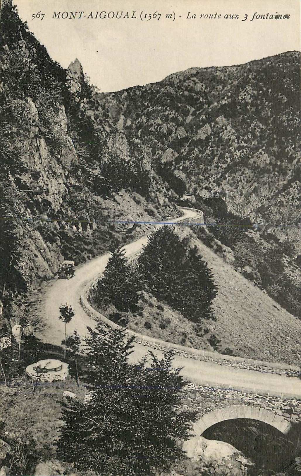 CPA Mont Aigoual La Route La route aux 3 fontaines 
