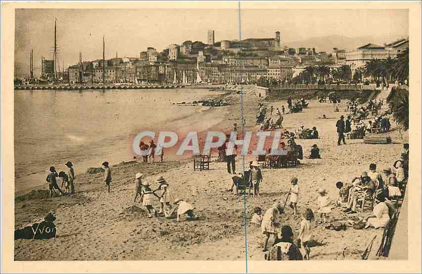 CPA Cote d'Azur Cannes Alpes Maritimes La Plage et le Mont Chevalier 