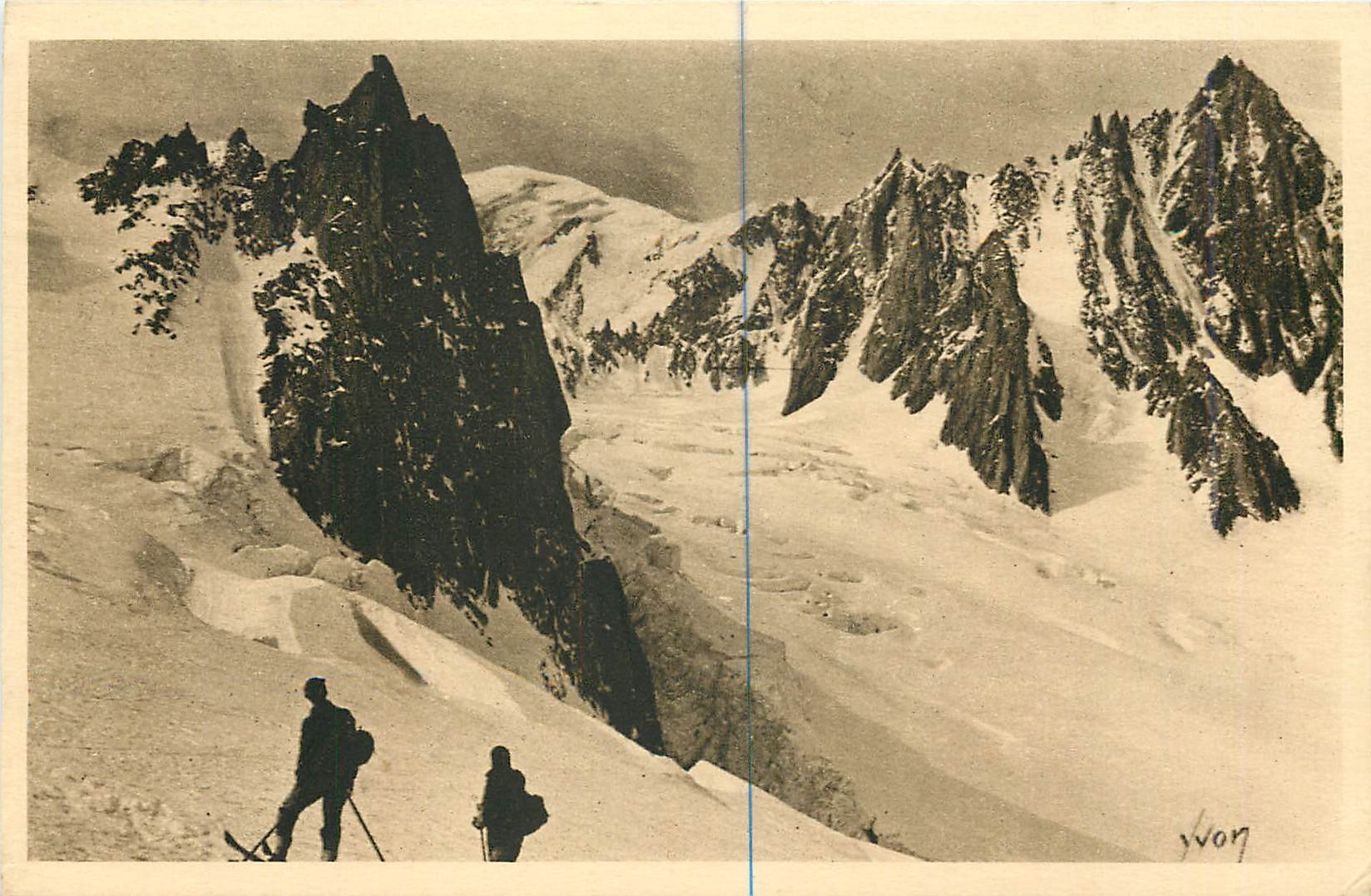 CPA Massif du Mont Blanc Glacier du Geant La Vierge Col du Geant et Mont Blanc du Tacul 