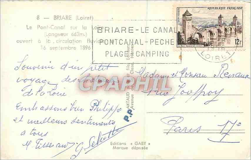CPA Briare Loiret Le Pont Canal sur la Loire  — Rückseite