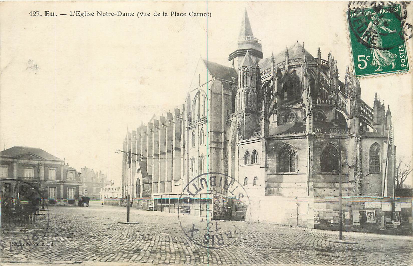 CPA Eu L'Eglise Notre Dame vue de la Place Carnot 