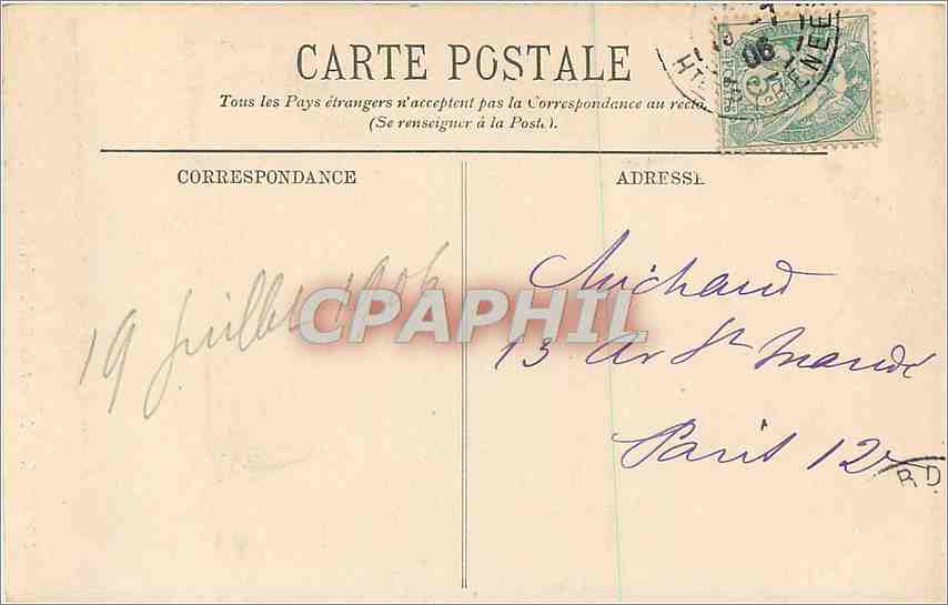 CPA Lourdes Le Pont du Boulevard et le Chateau  — Verso