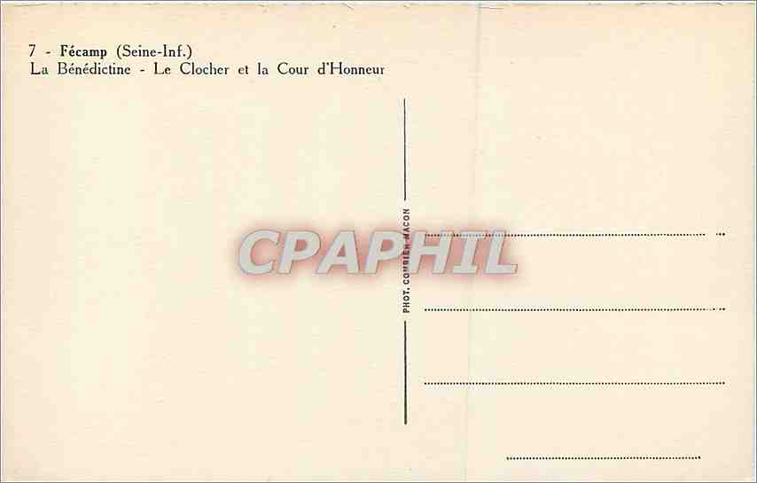 CPA Fecamp Seine Inf La Benedictine Le Clocher et la Cour d'Honneur  — Verso