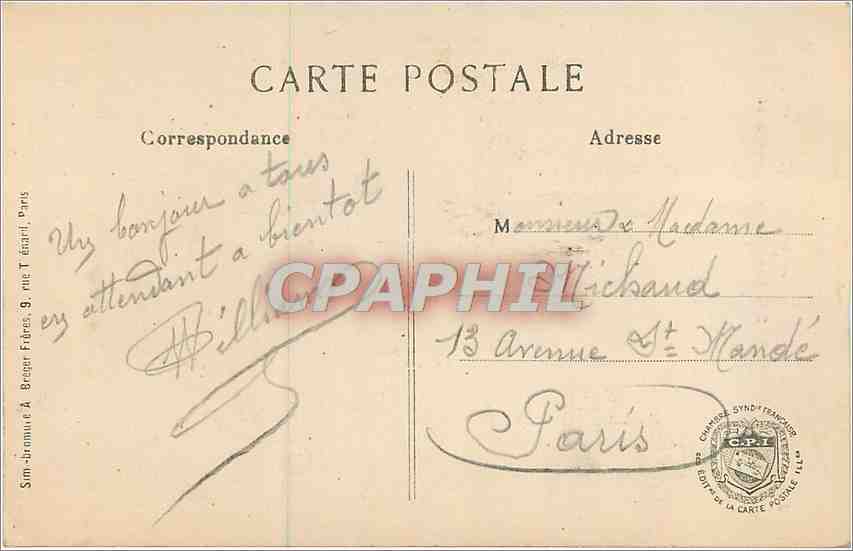 CPA Campagne de l'Aisne Eglise d'O — Rückseite