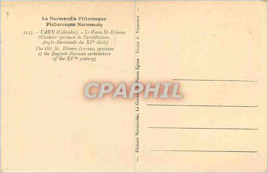 CPA Caen Calvados Le Vieux St Etienne  — Rückseite