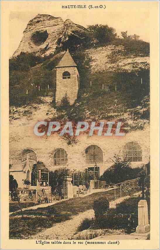 CPA Haute Isle S et O L'Eglise taillee dans le roc 