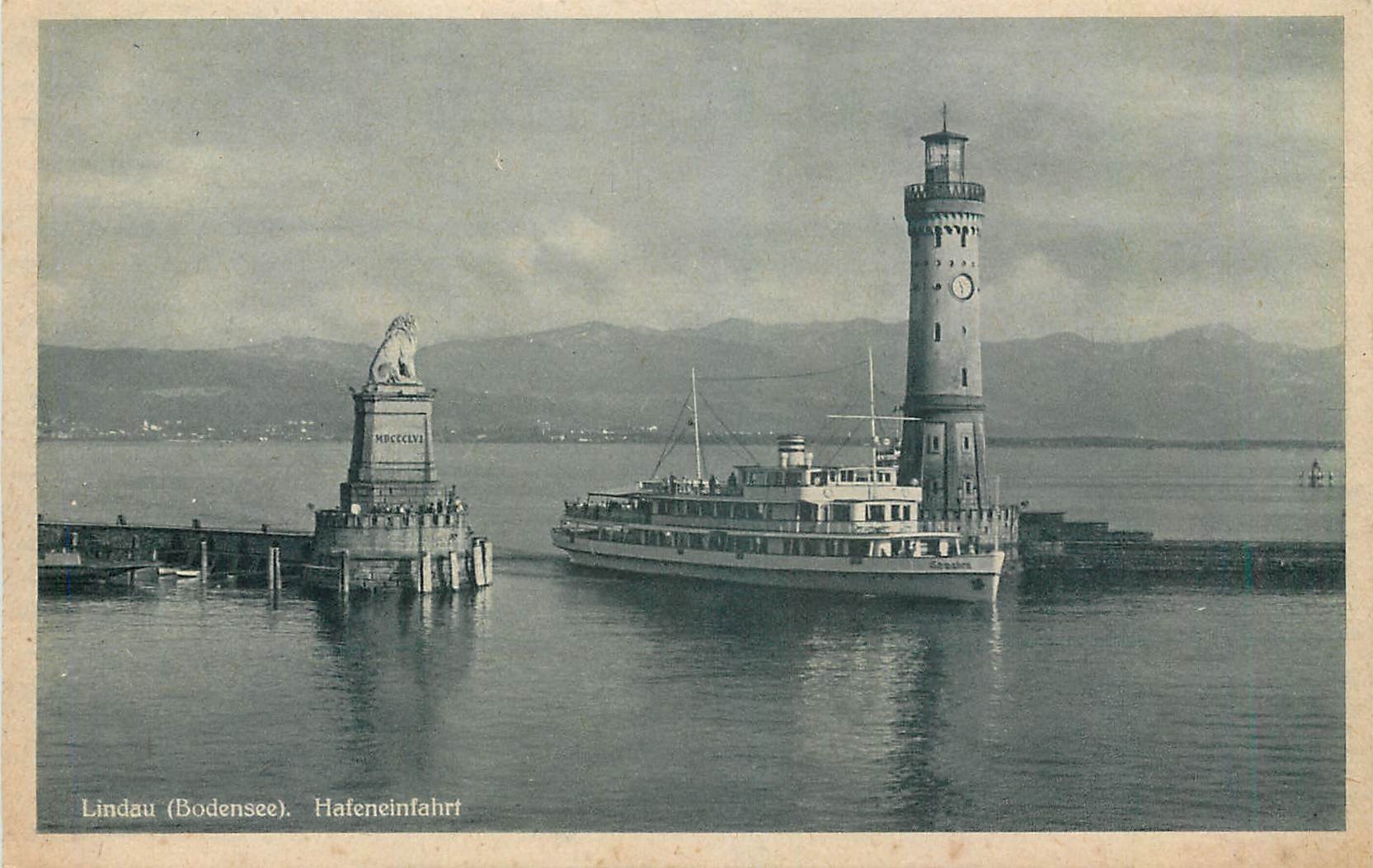 CPA Lindau Bodensee Hafeneinfahrt Phare Bateau