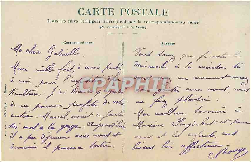 CARTE PHOTO Femme Enfant — Verso