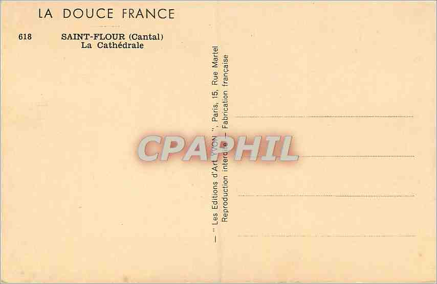 CPA Saint Flour Cantal La Cathedrale  — Rückseite