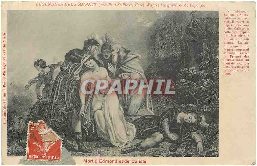 CPA Legende des Deux Amants d'Apres les gravures de l'Epoque Mort d'Edmond et de Caliste