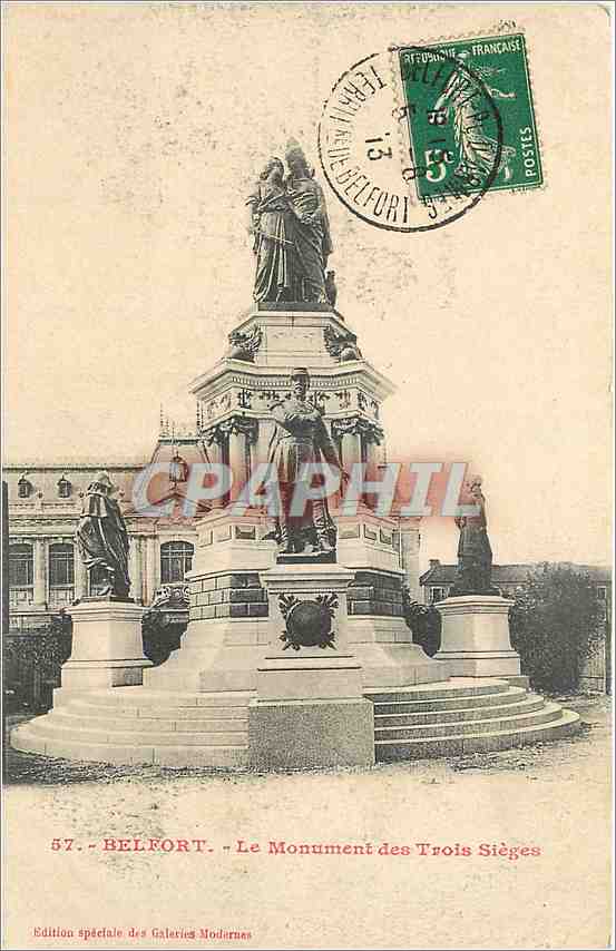 CPA Belfort Le Monument des Trois Sieges 