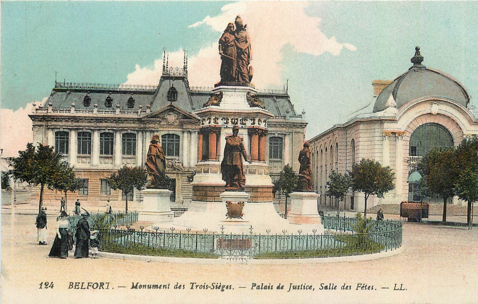 CPA Belfort Monument des Trois Sieges Palais de Justice Salle des Fetes 