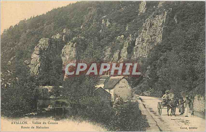 CPA Avallon Vallee du Cousin Route de Meluzien Voiture a ane Mule