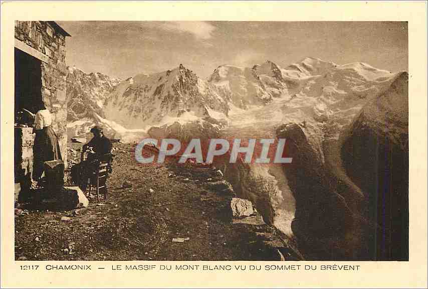 CPA Chamonix Le Massif du Mont Blanc vu du Sommet du Brevent 