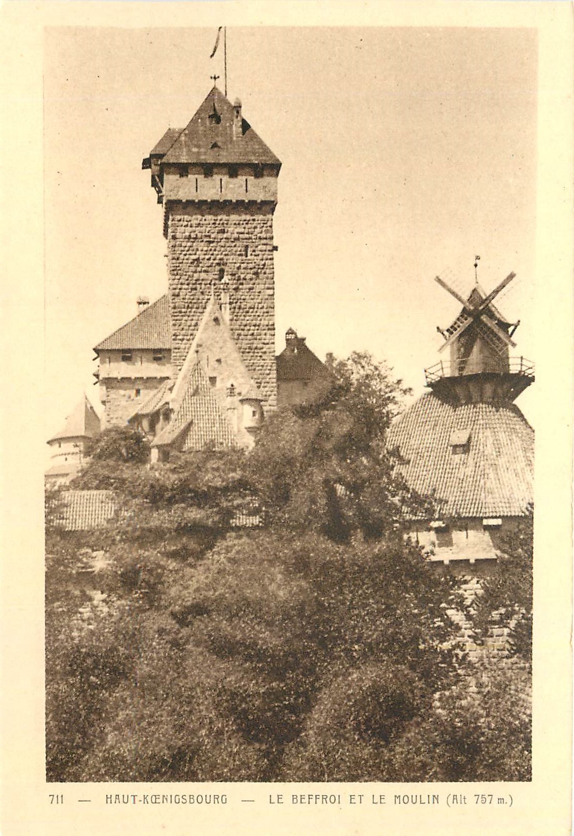 CPA Haut Koenigsbourg Le Beffroi et le Moulin 