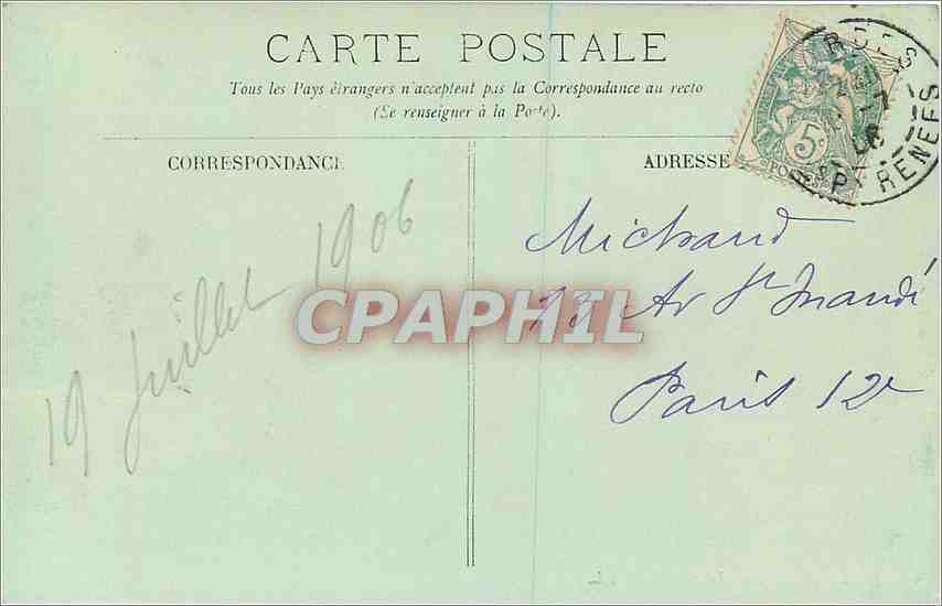 CPA Lourdes La Grotte  — Verso
