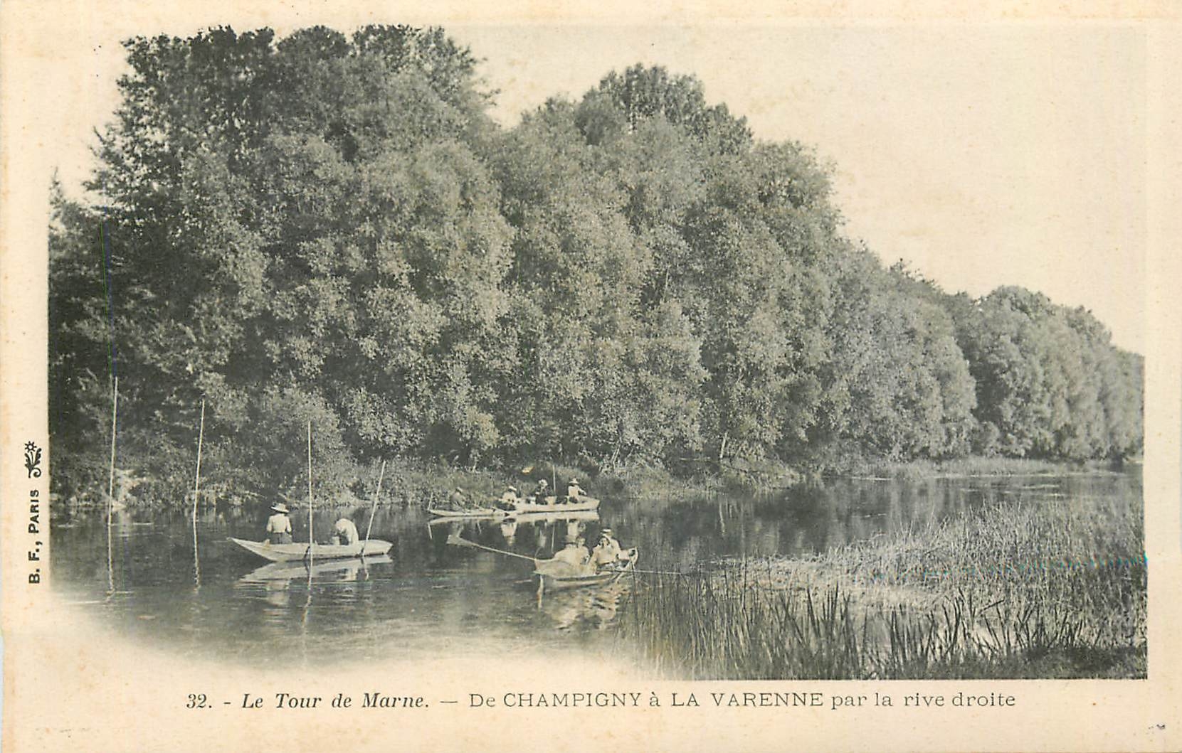 CPA Le Tour de Marne De Champigny a La Varenne par la rive droite Barque Bateau