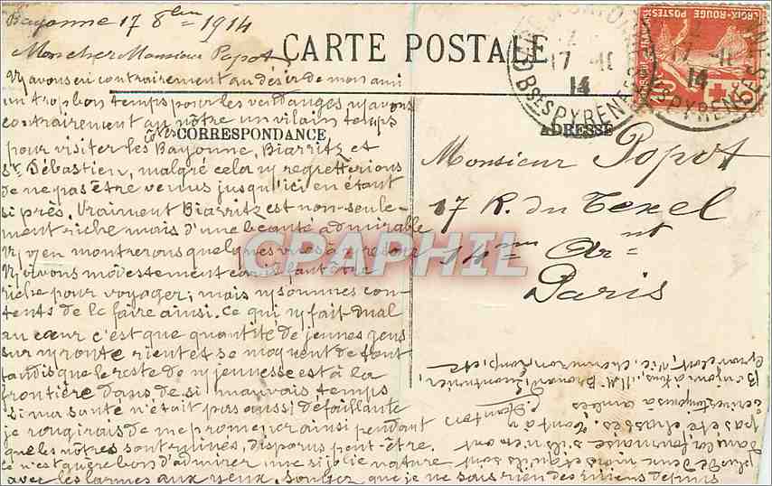 Bayonne — Place de la Liberté et le Théâtre — LL. N° 160 — Rückseite
