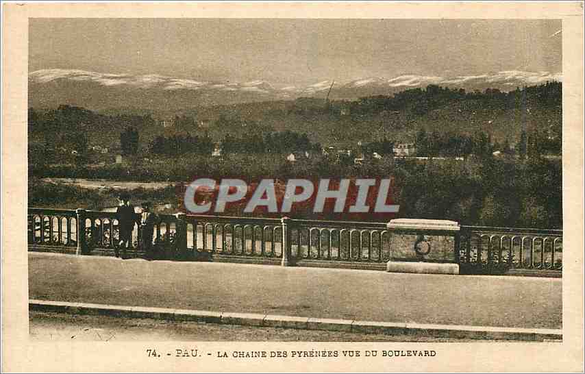 Pau — La chaîne des Pyrénées vue du boulevard — H. Laboncha, Toulouse