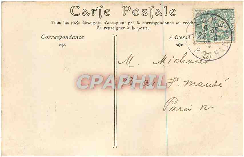 CPA Auray Le Belvedere du Loch  — Rückseite