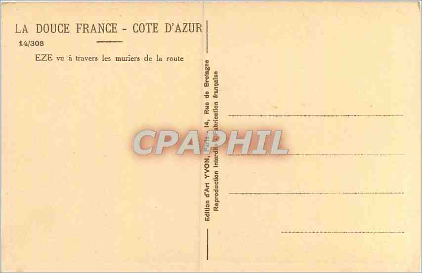 CPA Eze vu a Travers les muriers de la route  — Rückseite